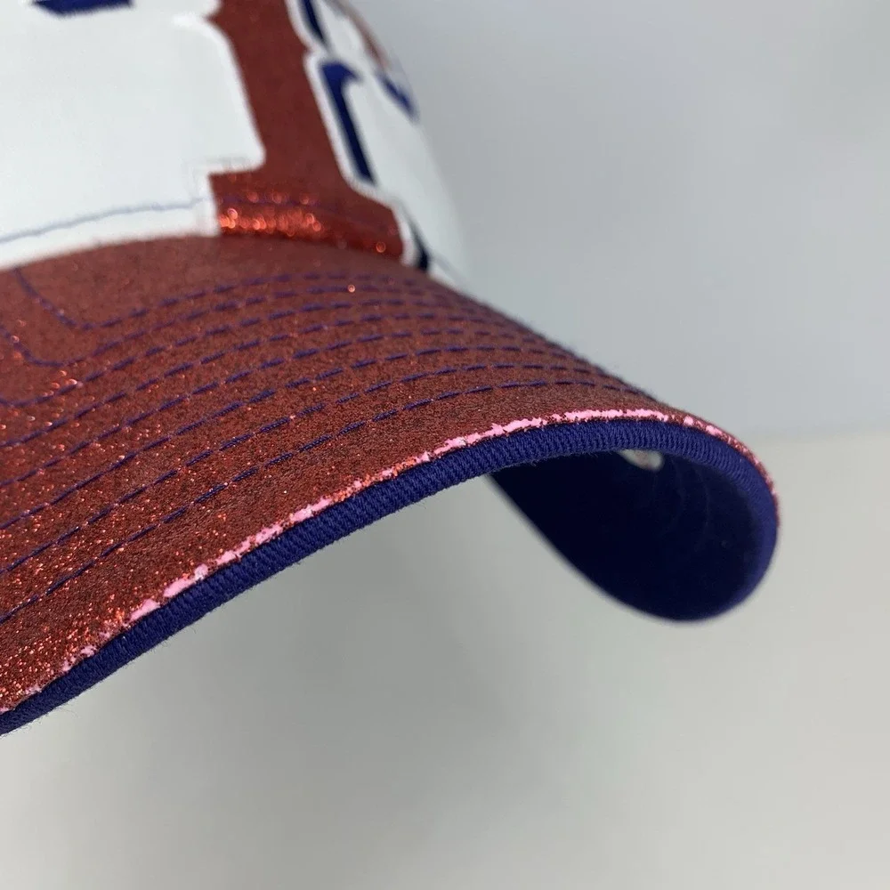 Texas Rangers Hat Shimmer Red Glitter MLB New Era 9Forty Adjustable Baseball Cap